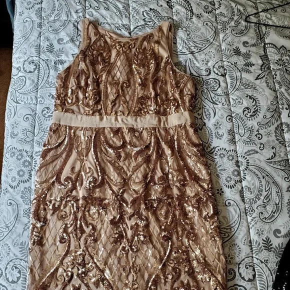 Adrianna Papell | Dresses | Adrianna Papell Rose Gold Sequin Dress |  Poshmark